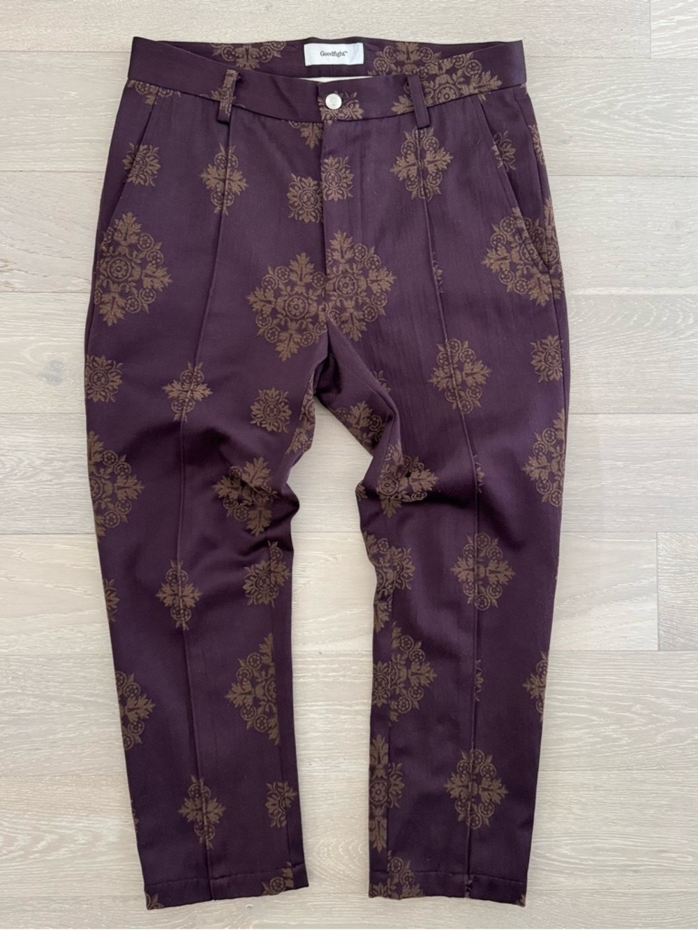 Goodfight Jacquard Tailored Trousers Stitched Crease Cropped Fit - Size 32